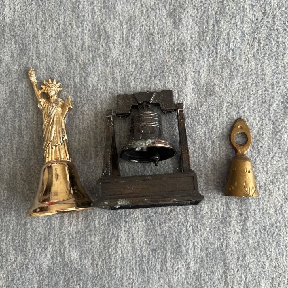 Metal Liberty Bell Pencil Sharpener Statue Of Liberty Bell Set Of 3 USA Brass